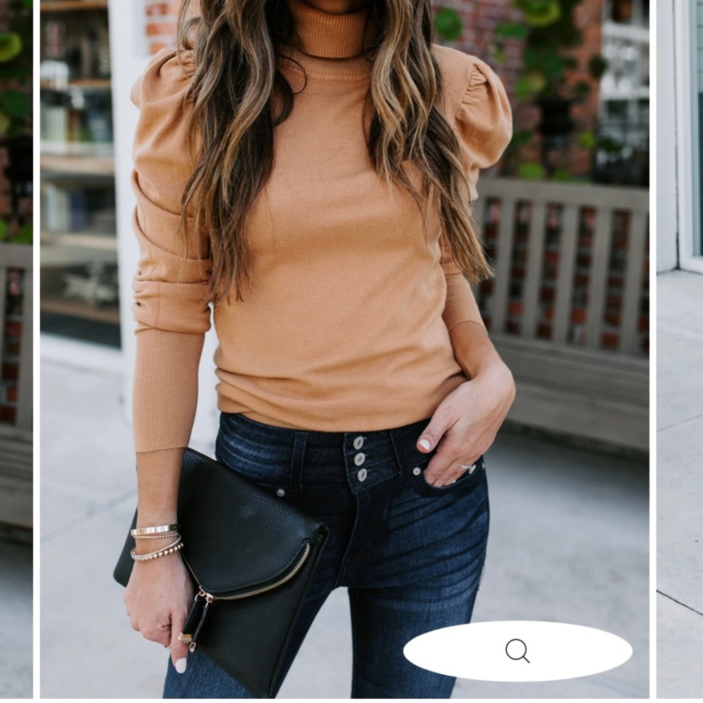 NEW Puff sleeve turtle neck sweater - caramel